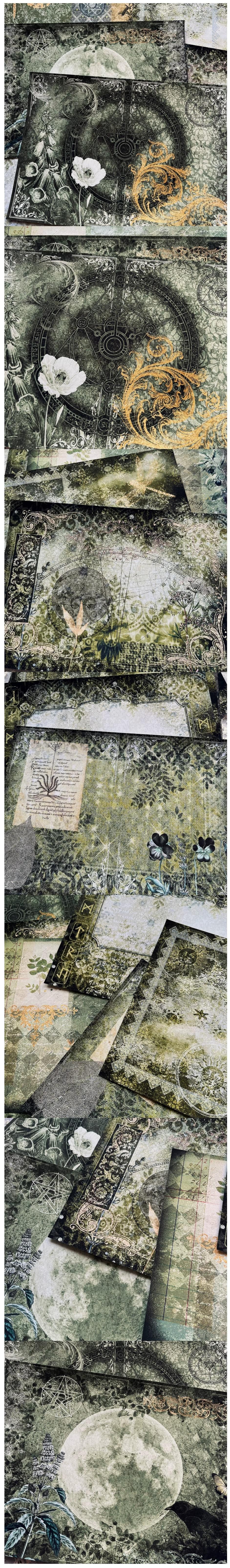 Vintage Dark Magic Base Papers & Moody Deep Greenery (12-25)
