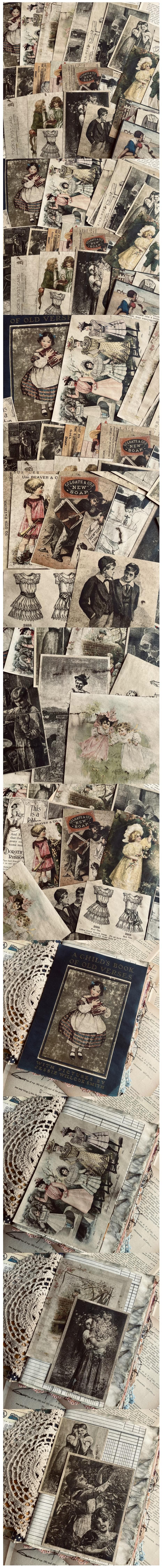 Handmade Coffee-Stained Antique Children's Book Receipts (9-8)