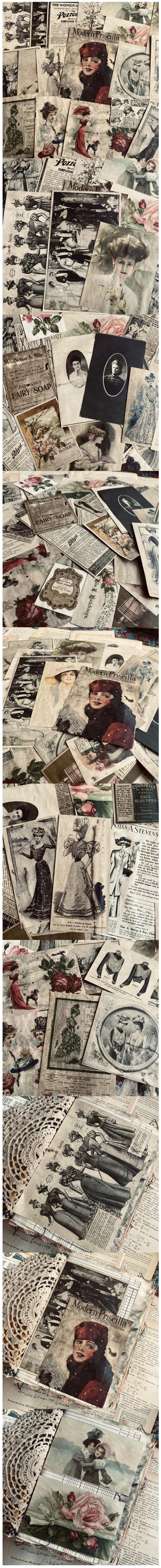 Handmade Coffee-Stained Vintage Fashion Invoices Pack (9-7)