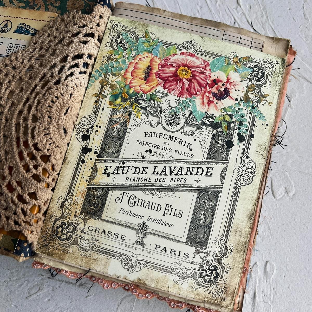 Vintage Rose Receipts & Collage Script Paper (24-52)