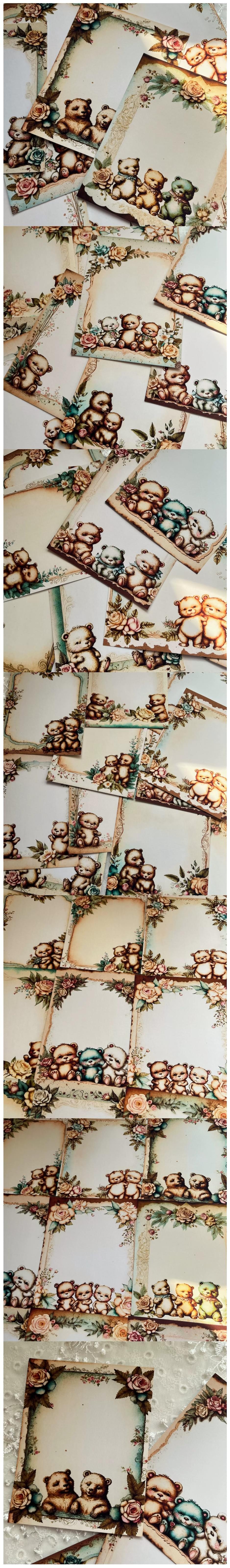 Vintage Cute Teddy Bear Background Memos (19-4)