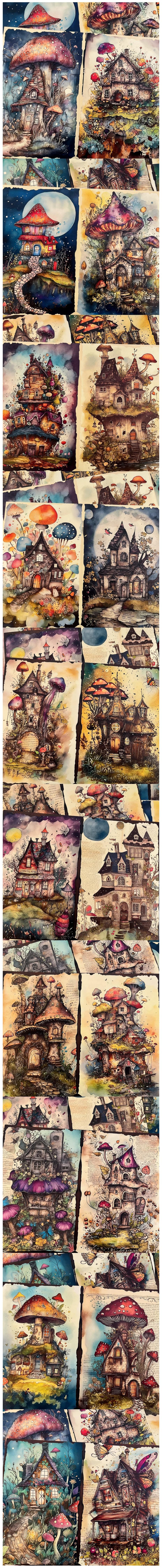 Vintage Dark Magic Mushroom Houses & Elf Cabins (12-3)
