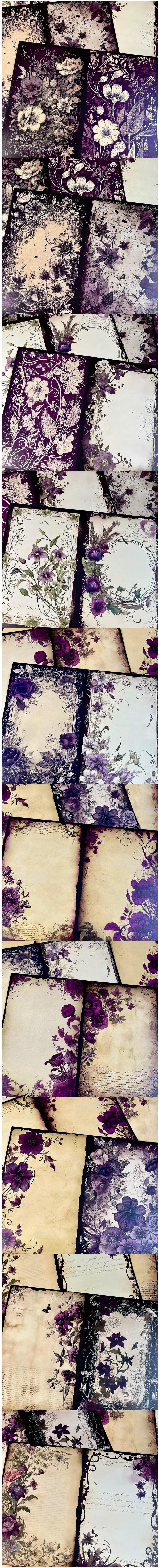 Gothic Violet Florals & Damask Backgrounds (25-1)