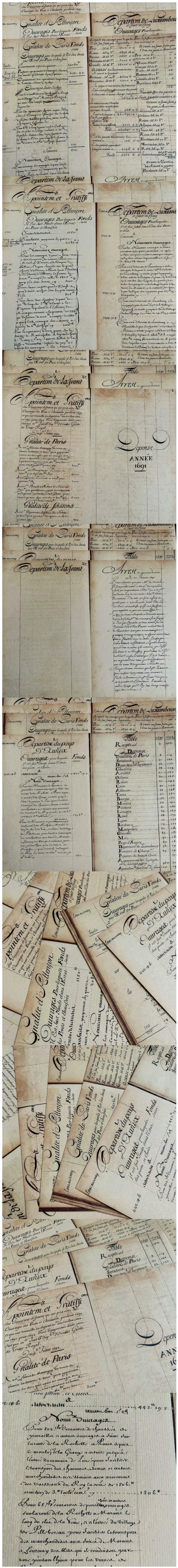 Elegant Script English Ledger & Document Scraps (23-5)