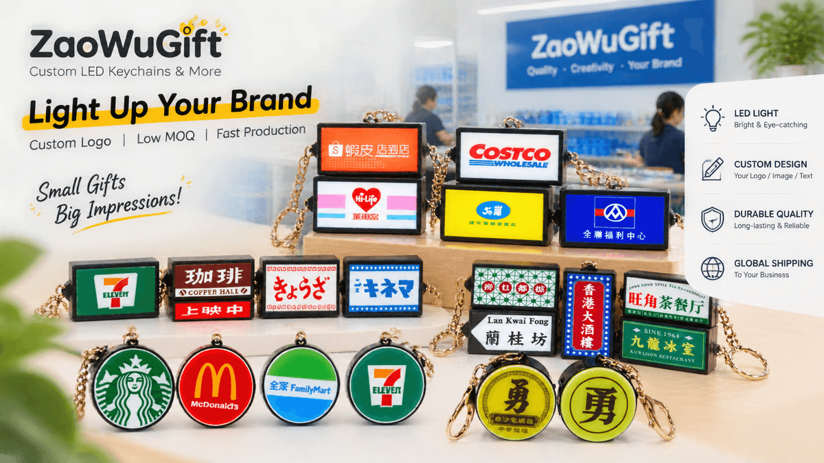 Collection of LED light-up sign keychains Collection of LED light-up sign keychains