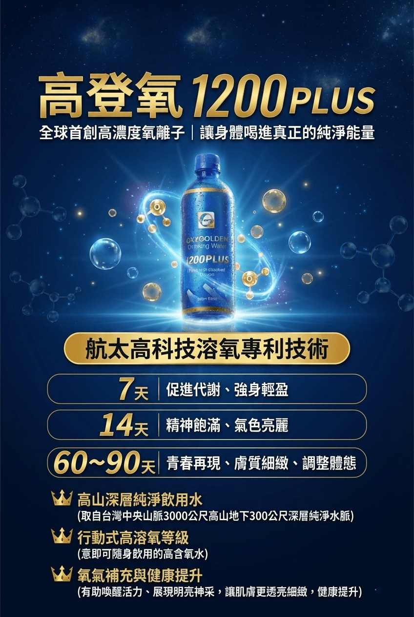 高登氧飲用水1200 Plus/Oxygolden Drinking Water