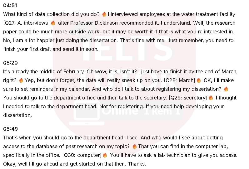 The tutor recommends against taking Human Physiology because it would not be the best: Đề thi IELTS LISTENING (actual test)