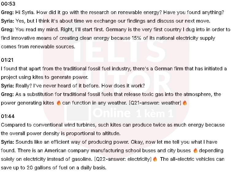 Đáp án Research about different energy-saving innovations: Đề thi IELTS LISTENING (actual test)