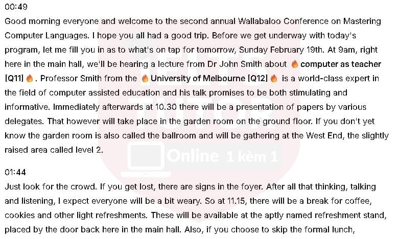 ANNUAL WULLABALLOO CONFERENCE: Đề thi IELTS LISTENING (actual test)