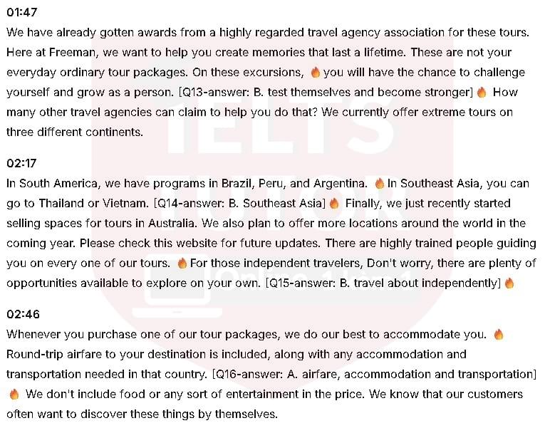 To find out more about reservations, one needs to: Đề thi IELTS LISTENING (actual test) 