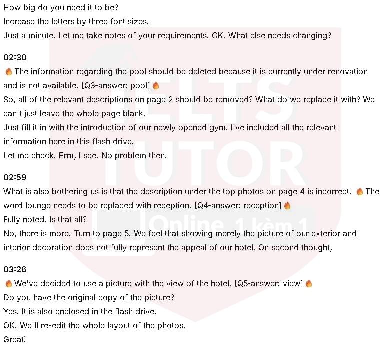 Revision Note: Đề thi IELTS LISTENING (actual test)