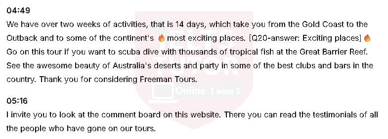 To find out more about reservations, one needs to: Đề thi IELTS LISTENING (actual test) 