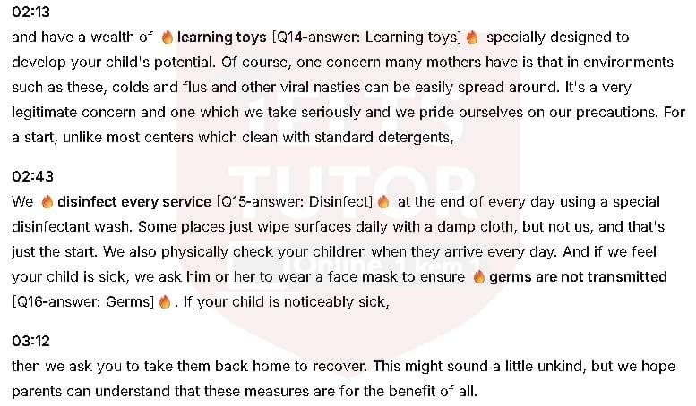 Advantages of Stanfield Childcare Centre: Đề thi IELTS LISTENING (actual test)