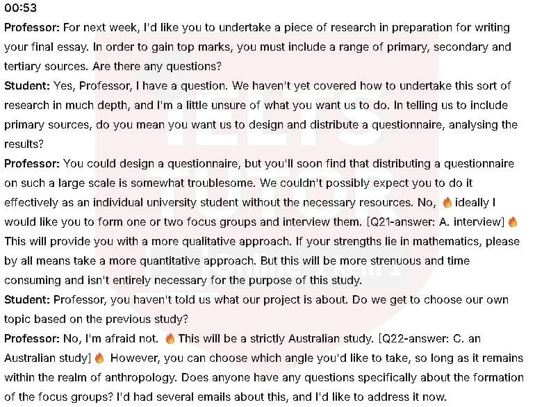 What kind of research method does the professor recommend?: Đề thi IELTS LISTENING (actual test)