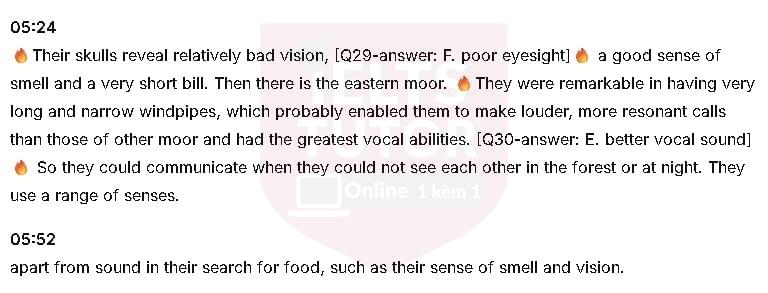 What is the thing that makes the Moa similar to dinosaur?: Đề thi IELTS LISTENING (actual test)