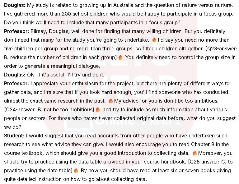 What kind of research method does the professor recommend?: Đề thi IELTS LISTENING (actual test)