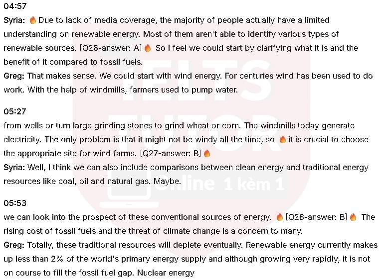 Đáp án Research about different energy-saving innovations: Đề thi IELTS LISTENING (actual test)