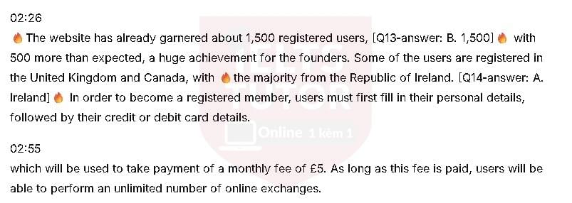 The website is organised by: Đề thi IELTS LISTENING (actual test) 