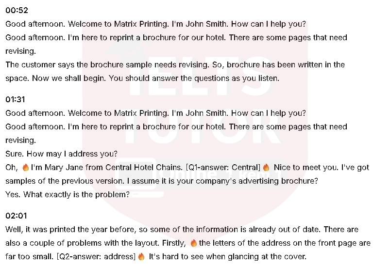 Revision Note: Đề thi IELTS LISTENING (actual test)