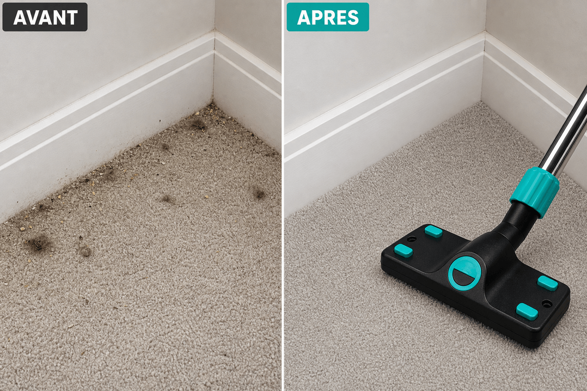 Avant après Brosstar sur moquette