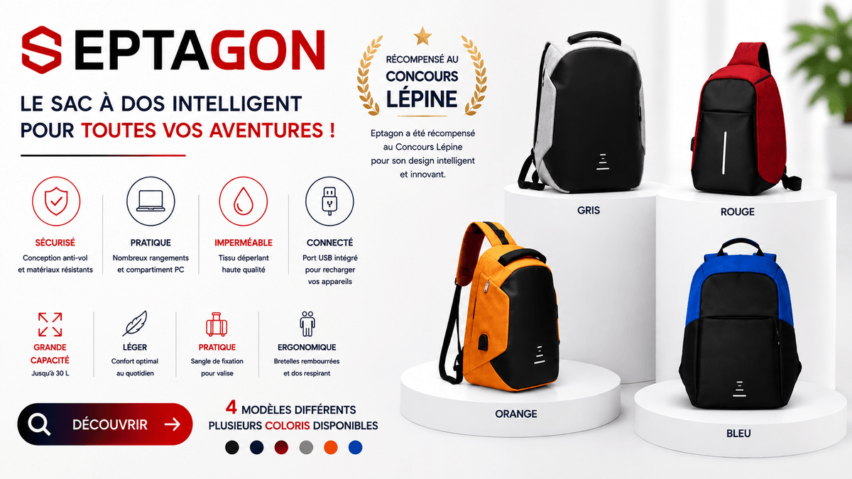 Sac Eptagon antivol quatre modèles et plusieurs coloris
