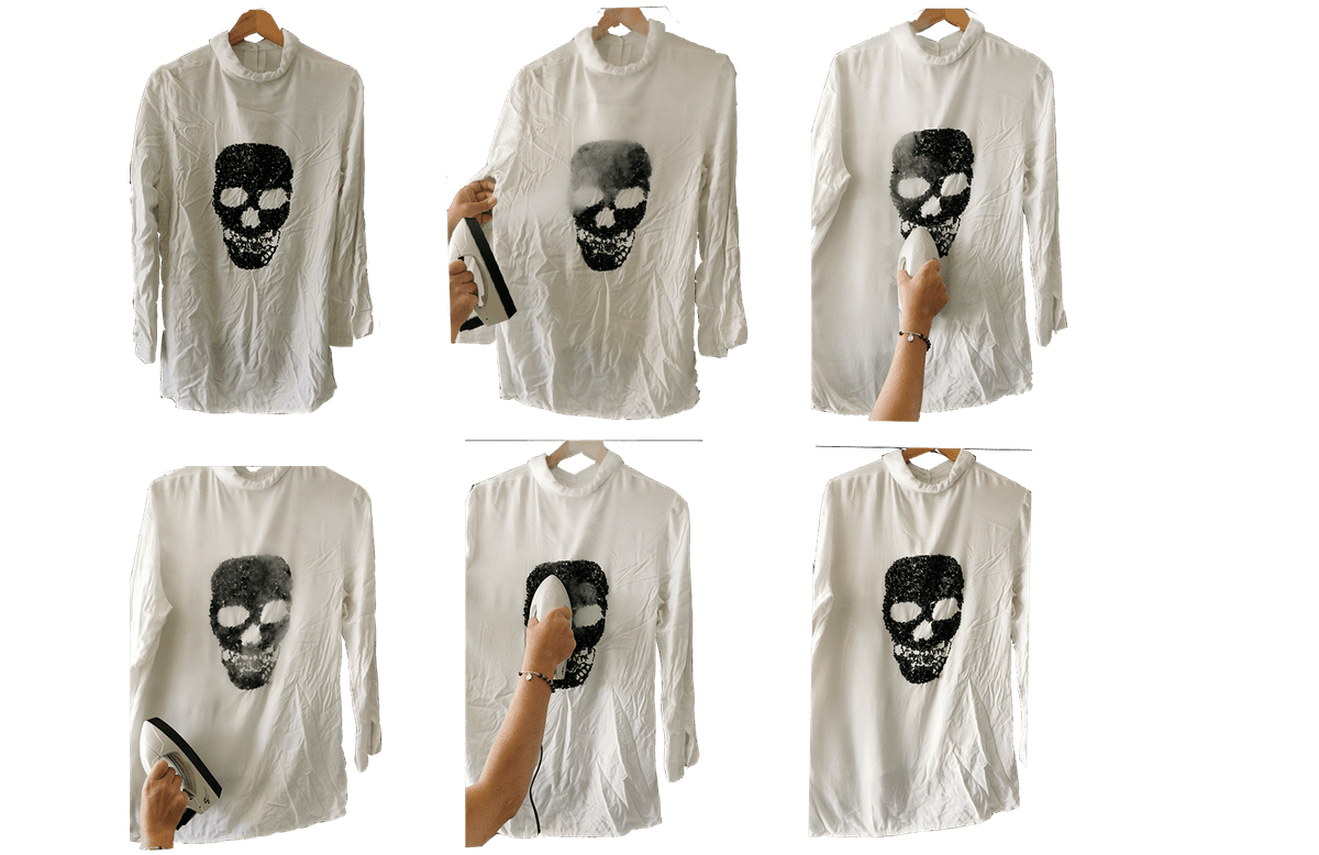 Repasser sur des vêtements avec des flocages ou des strass grâce à STEAM IT 