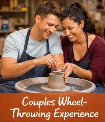 Couples wheel-throwing experience in a private pottery session