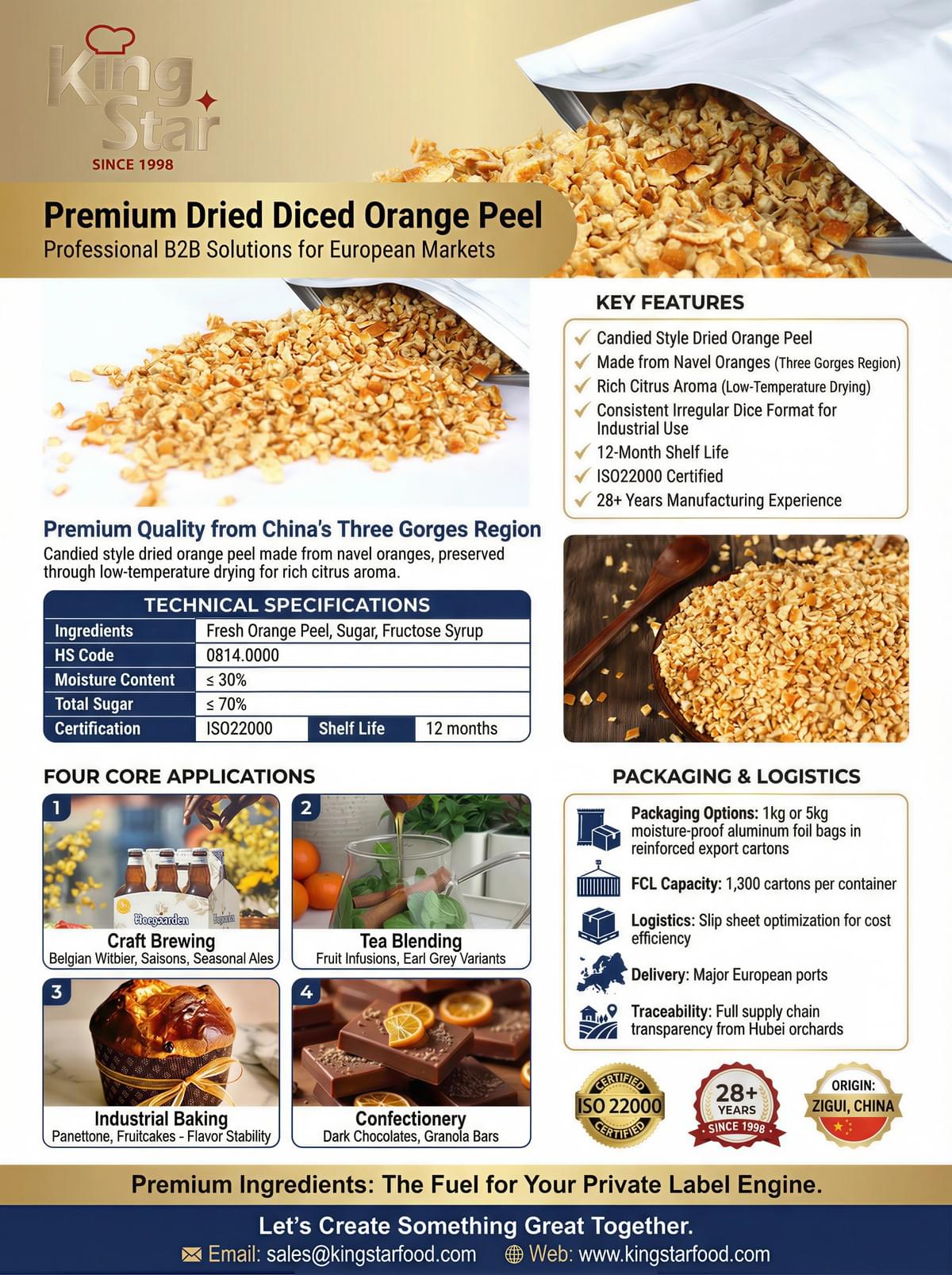 Dried Diced Orange Peel