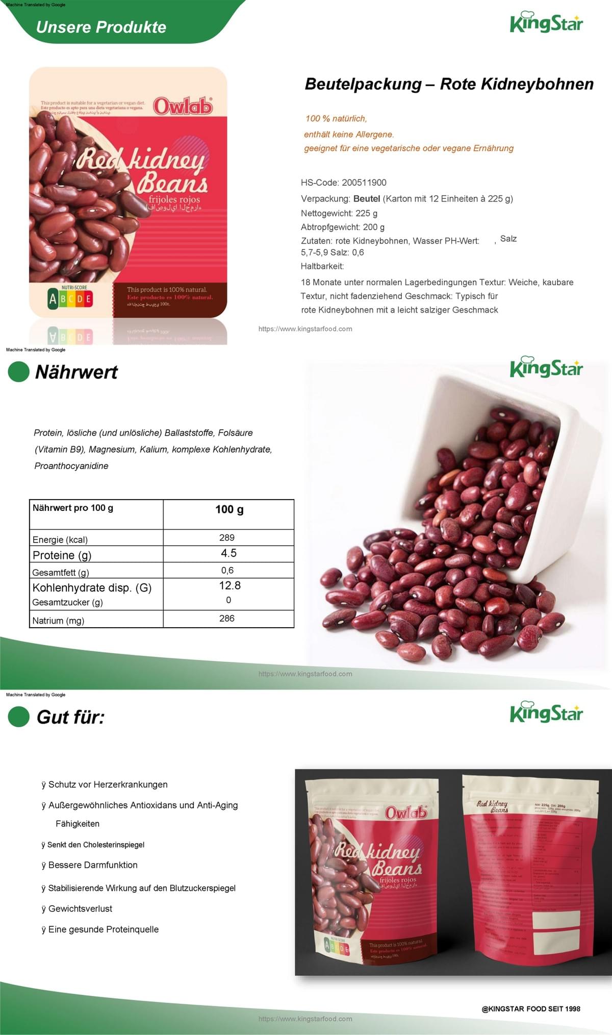 Beutelpackung – Rote Kidneybohnen
