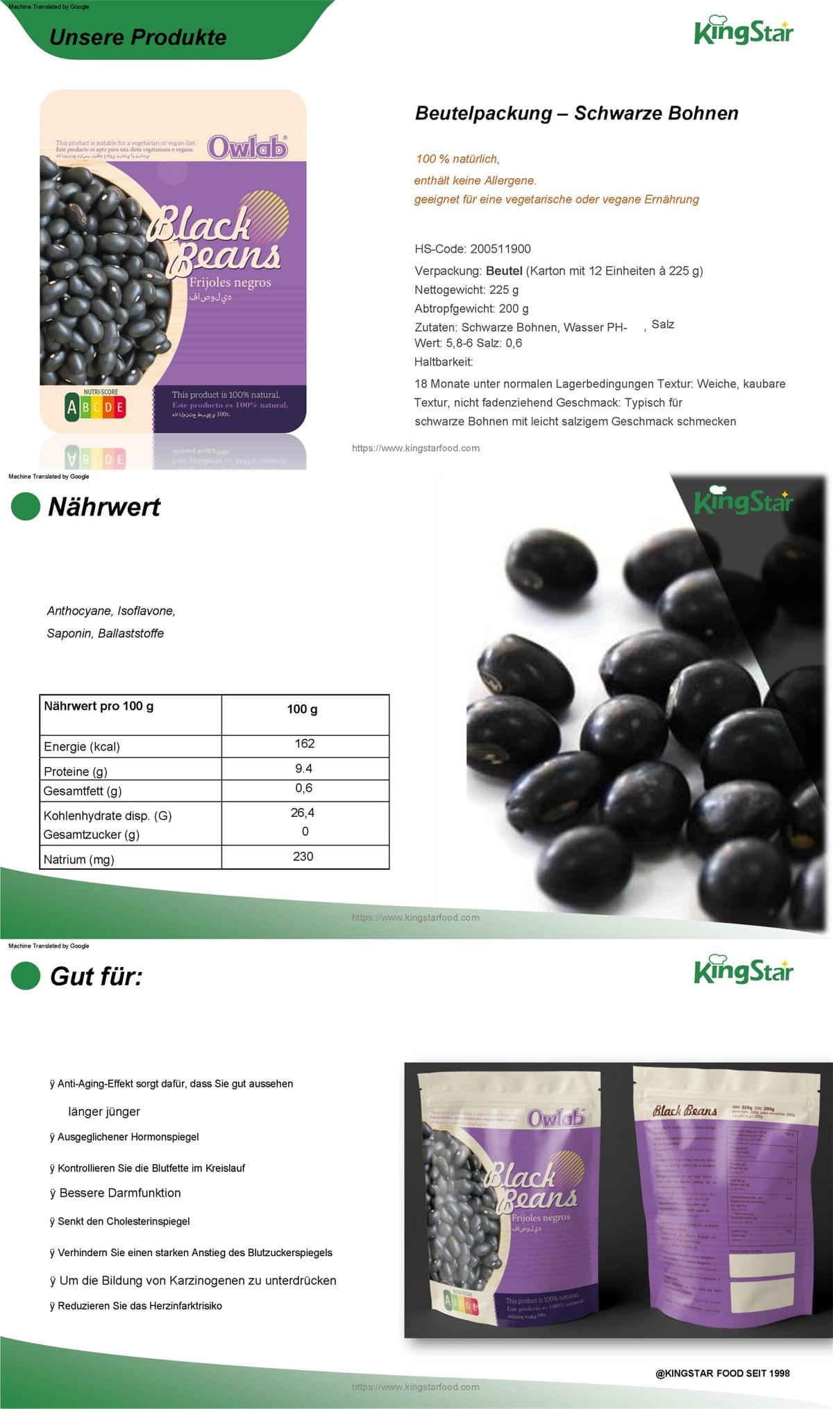 Beutelpackung – Schwarze Bohnen