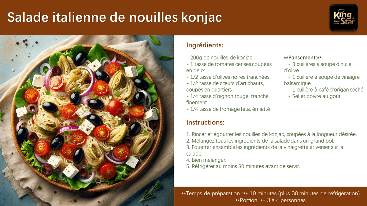 Salade italienne de nouilles konjac