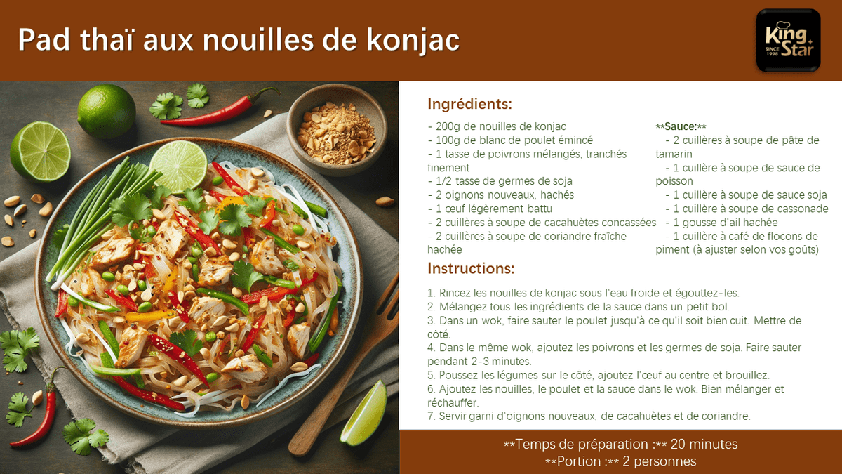 Pad thaï aux nouilles de konjac