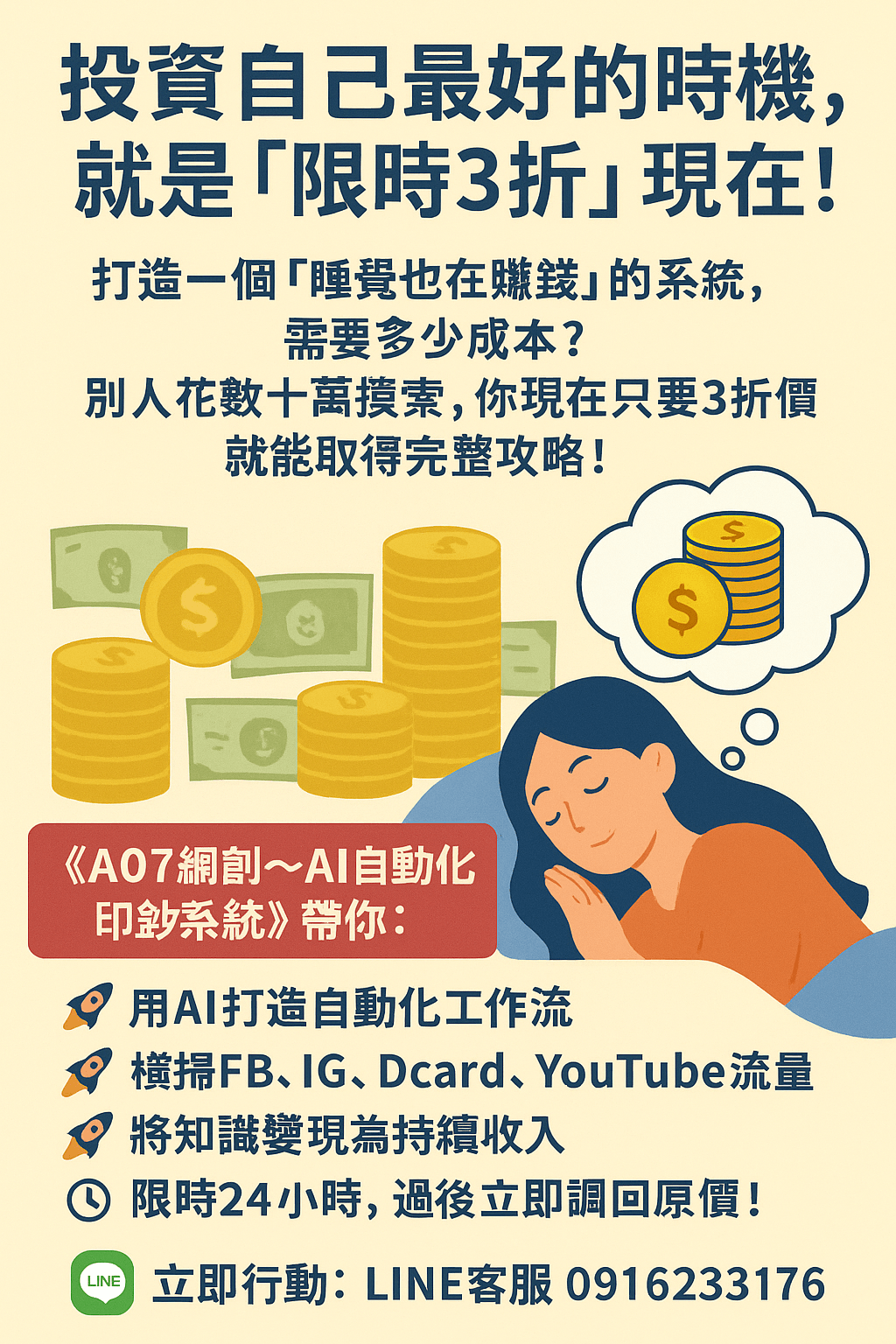 [限時優惠] EB電子書《A07網創~AI自動化印鈔系統》從0打造你的網路被動收入帝國 (附贈教學影片)