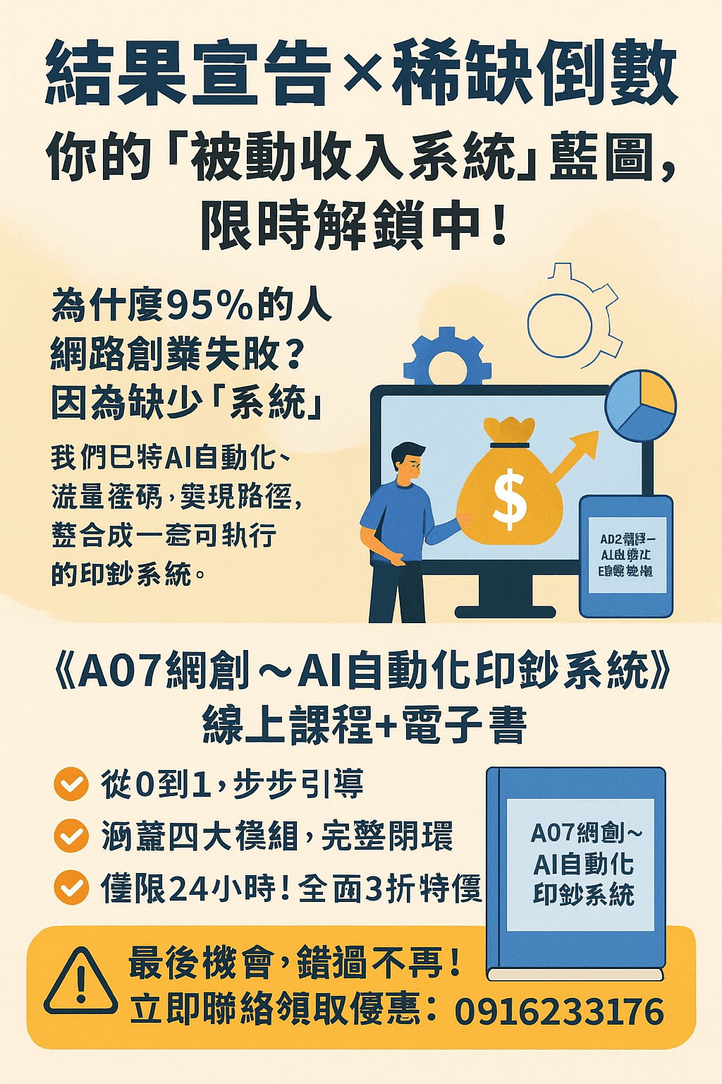 [限時優惠] EB電子書《A07網創~AI自動化印鈔系統》從0打造你的網路被動收入帝國 (附贈教學影片)