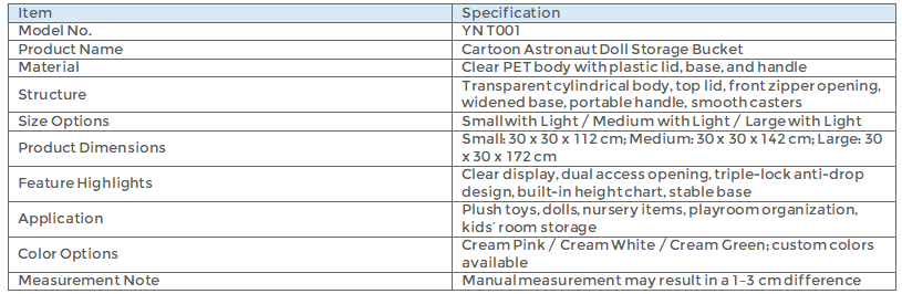 YN T001 | Cartoon Astronaut Doll Storage Bucket
