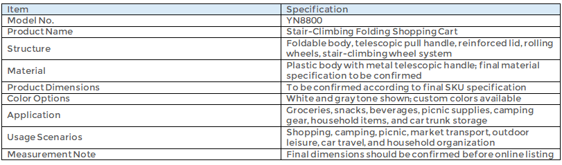 YN8800 | Stair-Climbing Folding Shopping Cart 