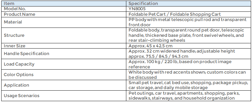 YN8005 | Foldable Pet Cart