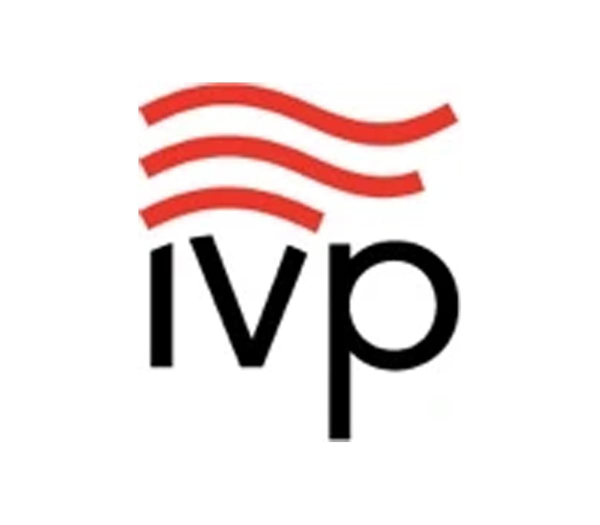 IVP logo 3 wavy red lines at the top and black lower case ivp at the bottom on white background