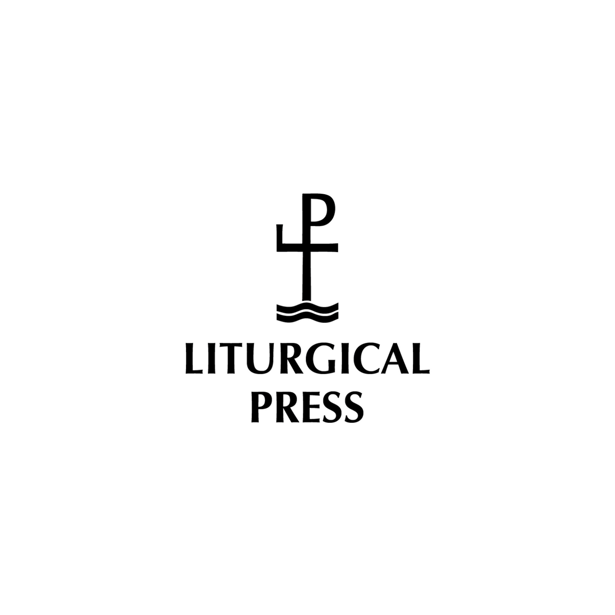 Liiturgical Press logo with cross  over two wavy lines