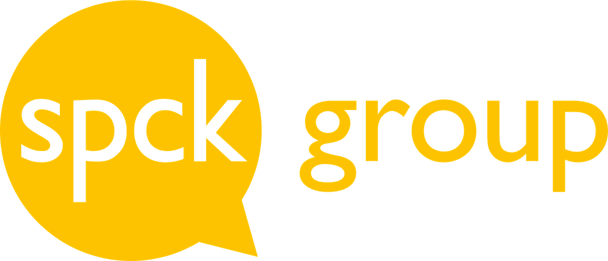 spck group logo gold circle dialog symbol with black letters spck on the left and gold letters group on the right