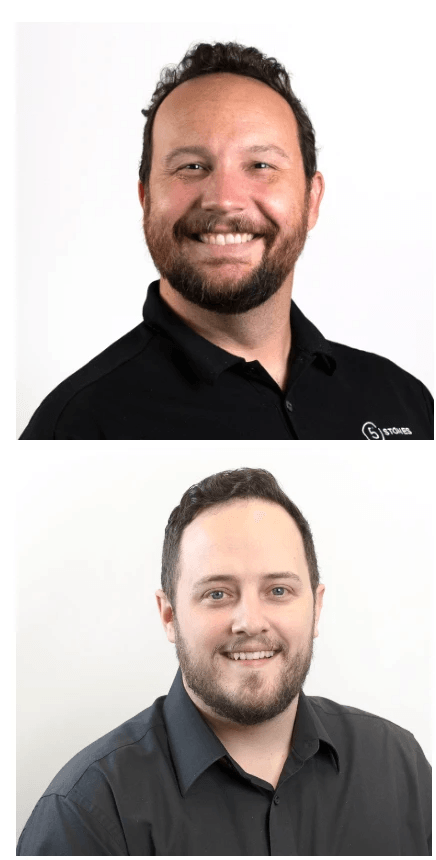 Photos of two men Top photo is of Miles Foley and bottom photo is of Jacob Spizziri both with 5 Stones Technology