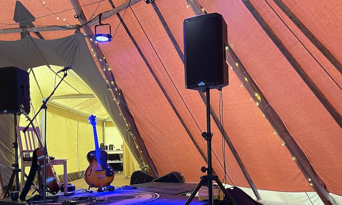 The Stage set up and ready to go in a luxurious heated TiPi
