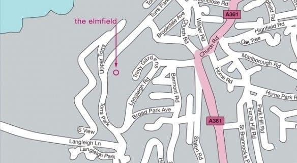 Detailed map of the location of The Elmfield Ilfracombe