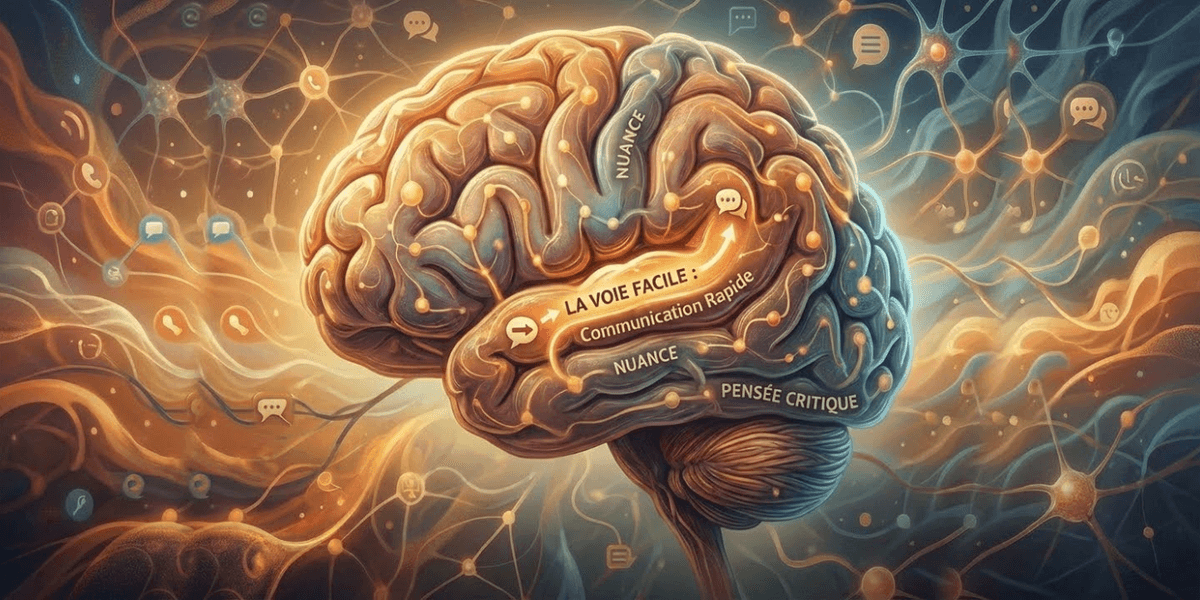 Schéma du biais humain de la loi du moindre effort appliqué aux communications d’entreprise.