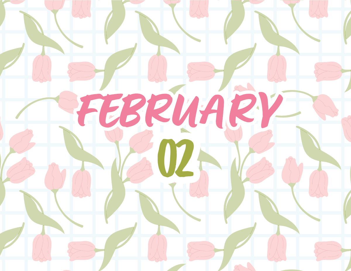 Pink White Cute Floral Tulips 2026 Calendar