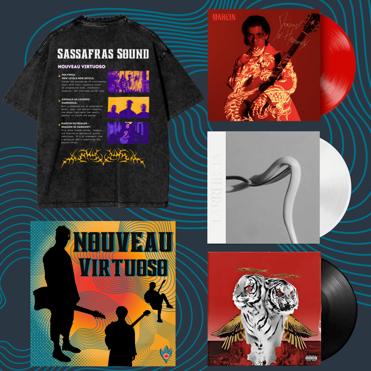 Discover the Nouveau Virtuoso bundle—exclusive vinyl from Polyphia, Animals as Leaders, and Marcin. Includes custom merch, stickers, and more for instrumental music fans and collectors