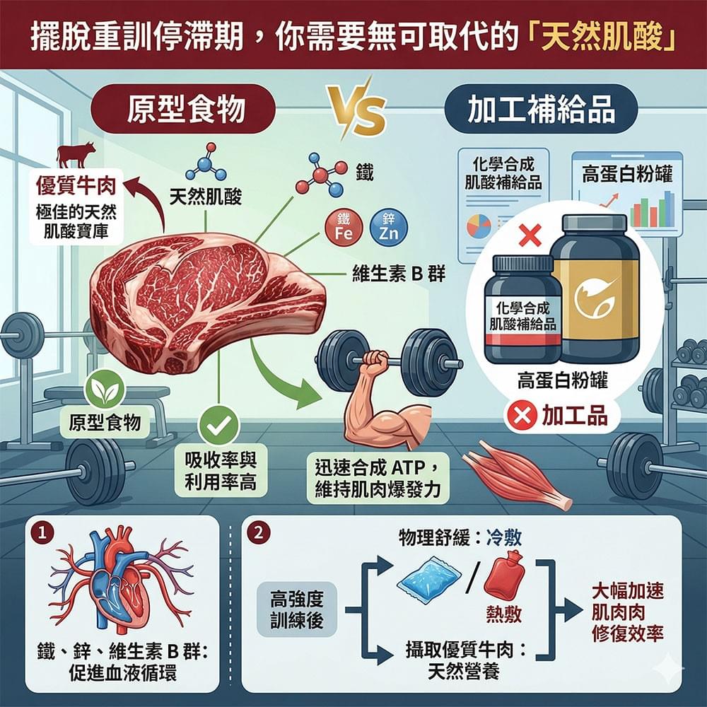 擺脫重訓停滯期，你需要無可取代的「天然肌酸」