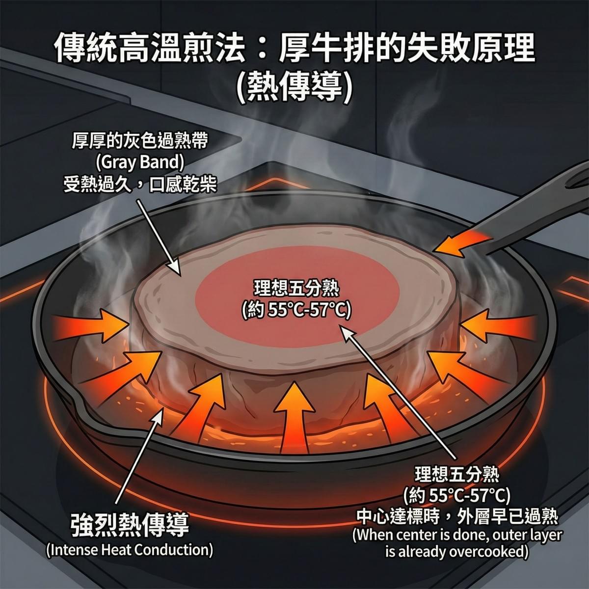 傳統高溫煎法厚牛排的失敗原理-第一牛肉OneBeef