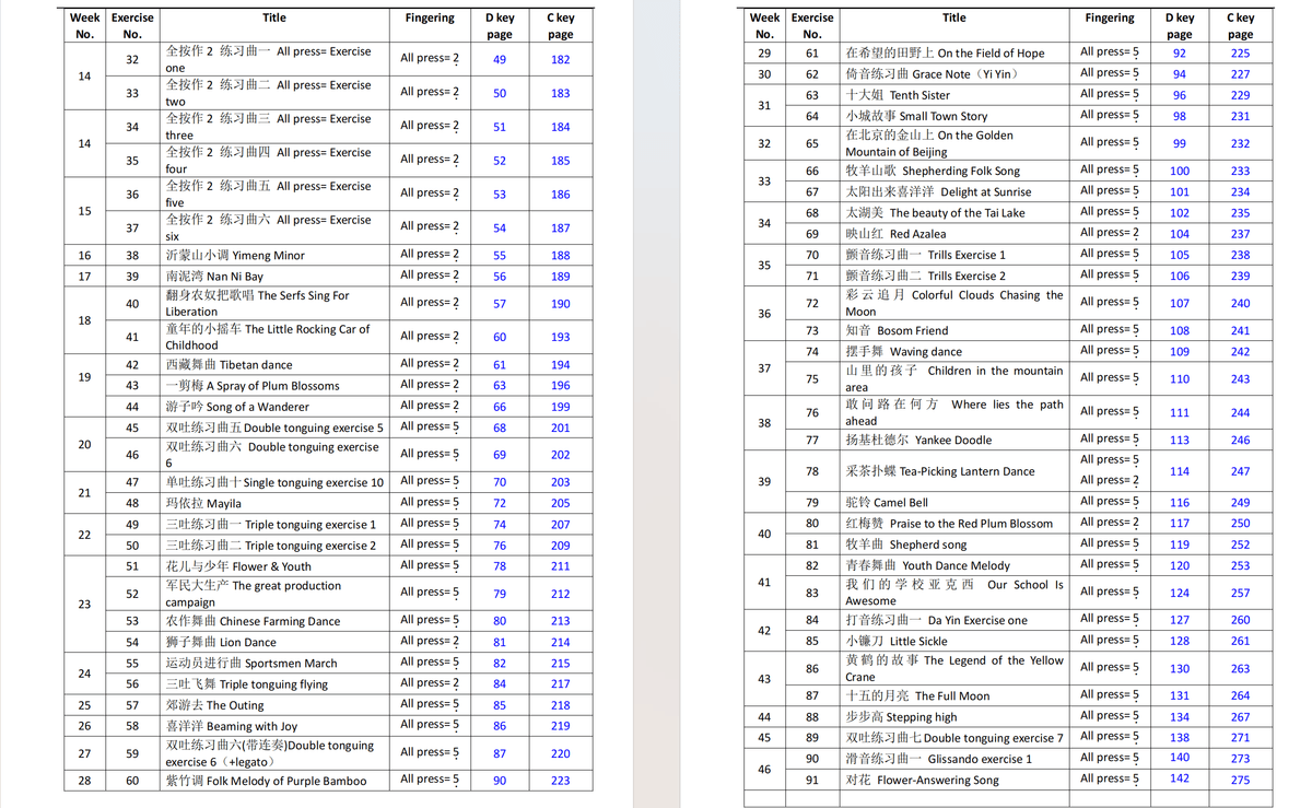 C key+D Key Dizi Flute Learning Exercise Notation Book (Step by step for beginner)