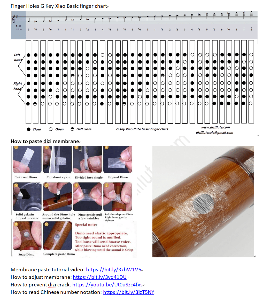 Free Songs Notation Score Book ( Chinese Bamboo Flute Finger Chart